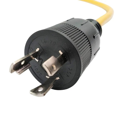 Close-up of Twist Lock L6-20P To NEMA 6-20R 6-15R Adapter Power Cord plug, 3 Ft, 12 AWG Copper, SJTW, 20 Amp, UL Listed