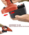 Two Pack 18V Replacement Battery For HPB18 Series That Hooks Up With Black And Decker And Firestorm Cordless Tools, installation view