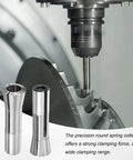 R8 Round Collet Mill Chuck Holder 20mm Precision CNC Engraving Lathe Tool Pro Grade with 7 16 UNF Thread in use on machine