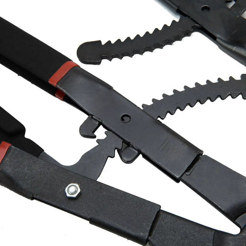 Close-up of Heavy Duty Circlip Pliers Set 16-Inch Corrosion-Resistant Snap Ring Pliers with black handles and textured gears