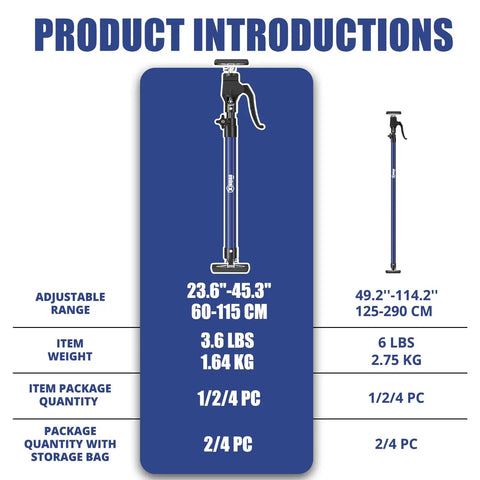 Third Hand Tool Support System Set Premium Steel Poles 154 Lb Capacity Adjustable 23.6 to 45.3 Inches Length Overview