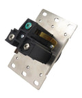 Heavy Duty Nema 6 50R Power Outlet For Welders And Home Workshops Featuring No Fuss Surface Flush Mounting Quick Install 50 Amp Electrical Socket Tough As Nails Galvanized Steel close-up showing metal base and terminal connections.