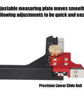 Close-up of Table Saw Height Gauge And Router Depth Gauge Set With Scriber Marking Tool featuring precision linear slide rail.
