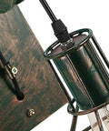 Close-up of the E27 socket on Set Of Two Retro Industrial Pulley Wall Lamps Crafted From Heavy Duty Vintage Metal With A Weathered Rustic Finish.