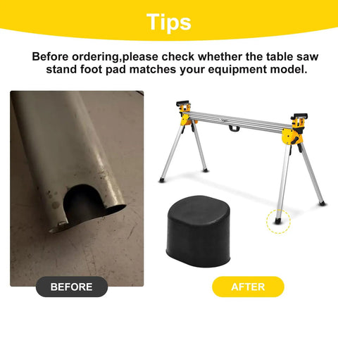 Beefed-Up Heavy Duty Miter Saw Stand Feet Replacement For DWX Series with Rubber Foot Pads Before and After Comparison