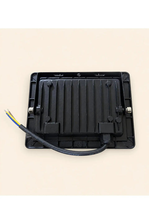 Back view of SODEF 50W LED Floodlight White Light IP65 Water-Resistant Outdoor with wiring for installation.