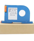 Top Shelf Hall Effect Current Transmitter Split Core Analog Output Monitor in blue plastic, 22mm circular opening for industrial use.
