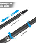 Heavy Duty Carbon Fiber Selfie Stick Extends To Super Long 118 Inches With Reliable 1/4 Inch Mount showing adjustable length mechanism.