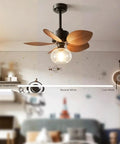 YPDJVLTI Ceiling Fans Lights 32Inch Kid Ceiling Lamp with decorative leaves and glass bulb in a cozy room.