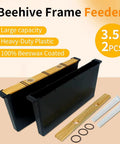 2 Pack 3.5L Beehive Feeder Set With Beeswax Coated Frames, durable plastic and wood components, shown disassembled on display