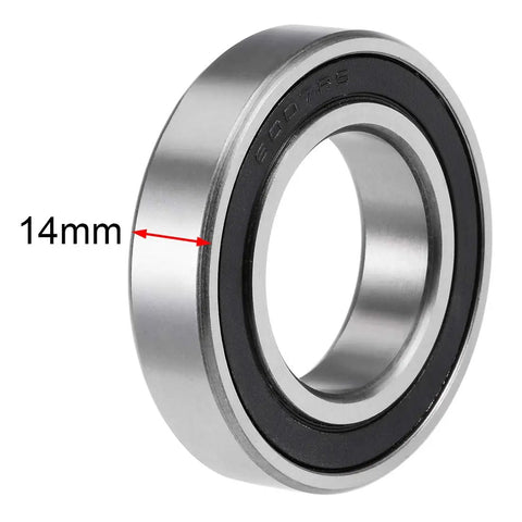 Beefy Deep Groove Ball Bearing 6007-2RS 35mm Bore 62mm OD 14mm Width Double Sealed Chrome Steel ABEC 3 side view