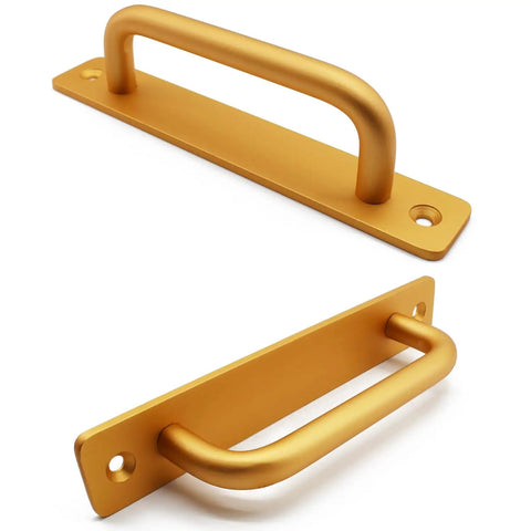 Two Pack Gold Aluminum Barn Door Handles Set 5.83 Inch Sliding Door Pulls For Wardrobes And Cabinets Easy Two Hole Mount