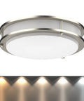 Energy Efficient Led Ceiling Light Flush Mount Dimmable With 5 In 1 Cct Selectable From Warm White To Daylight 12 Inch Brushed Nickel