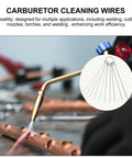 Six Piece Stainless Steel Welding Tip Cleaning Needles Set, 4.13 Inch Fine Precision Nozzle Cleaners near a torch on a workbench
