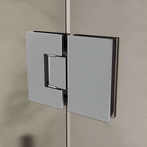 Adjustable Designer Glass To Glass Door Hinge 180 Degree Satin Finish For Frameless Shower Doors Self Centering Includes All Mounting Hardware