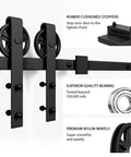 Heavy Duty Sliding Barn Door Hardware Kit In Black For Smooth Quiet Operation And Easy Installation, Industrial Bigwheel Hangers Support Up To 220 Lb, Fits 36 Inch Wide Panels, Solid Steel With Black Powder Coat For Lasting Performance In Home Or Workshop.