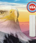 Two Pack Go To Vented Stretch Wrap Roll, 20 X 10000 Feet Clear Pallet Netting beside an eagle, heavy duty plastic film for shipping.