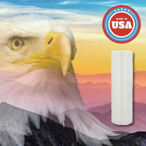 Two Pack Go To Vented Stretch Wrap Roll, 20 X 10000 Feet Clear Pallet Netting beside an eagle, heavy duty plastic film for shipping.