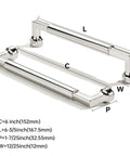 Heavy Duty 10 Pack Six Inch Hole Center Cabinet Pulls Polished Nickel Zinc Alloy Handles dimensions shown
