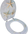 Cozy Flannel Toilet Seat Cover Featuring Stylish Sea Star Print Universal Stretch Bath Lid Wrap, fits oval bowl