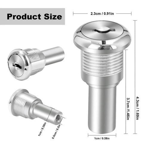 Universal Vending Machine Key Lock With Cylinder Lock For Storage Units Durable Metal Tubular Lock Includes 2 Keys diagram
