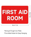 First Aid Room 8x12 Aluminum Safety Sign For Indoor Outdoor Use, Medical Emergency Facility Plaque in red with dimensions