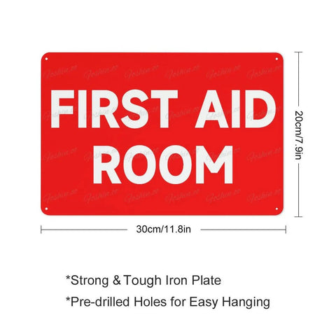 First Aid Room 8x12 Aluminum Safety Sign For Indoor Outdoor Use, Medical Emergency Facility Plaque in red with dimensions