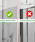 Comparison of frameless and framed shower doors showing compatibility for Stainless Steel Over The Door Shower Hooks for Frameless Glass Doors.