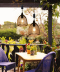Battery-Powered Hangin Light With 6 Hour Timer For Outdoor Indoor Use Waterproof Pendant Chandelier Lantern in patio setting