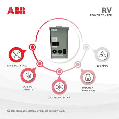 Weatherproof Single-Unit RV Power Outlet 100A Unmetered NEMA 3R Surface-Mount Box with 50A/30A/20A Breakers front view