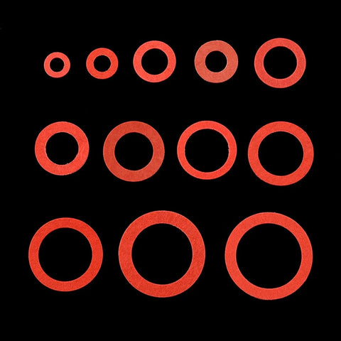 600 Pcs Red Steel Paper Fiber Flat Washers Kit With Ultrathin Gaskets And Insulation Washers Nut Bolt Set Corrosion Resistant Heavy Duty Hardware For Plumbing Automotive Pipes Decoration And DIY Projects, assorted sizes