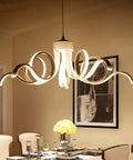 Dope Octopus Shaped LED Chandelier With Remote Control Modern Dimmable Ceiling Pendant Light Made Of Metal In White Finish