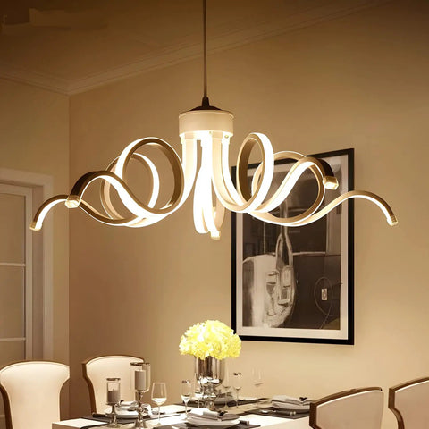 Dope Octopus Shaped LED Chandelier With Remote Control Modern Dimmable Ceiling Pendant Light Made Of Metal In White Finish