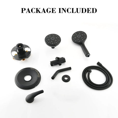 High Pressure Rain and Handheld Shower Head System With Valve, 48 Settings, Dual 2 In 1 Spray parts, Matte Black Finish