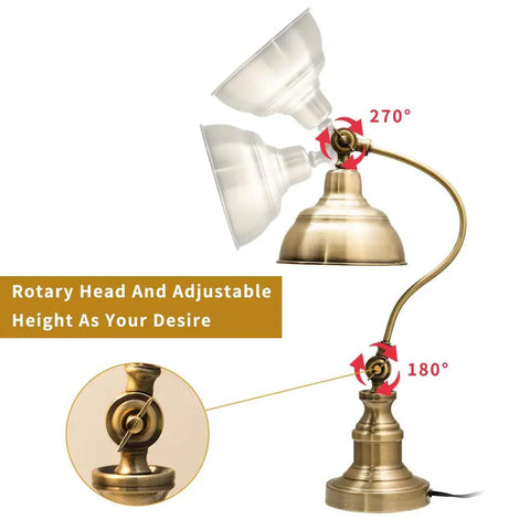 Brass Adjustable Desk Lamp With Rotary Shade Vintage Task Light Rechargeable Table Lamp Height And Angle Control For Coffee Tables Restaurants Bedrooms And Dinner Lighting