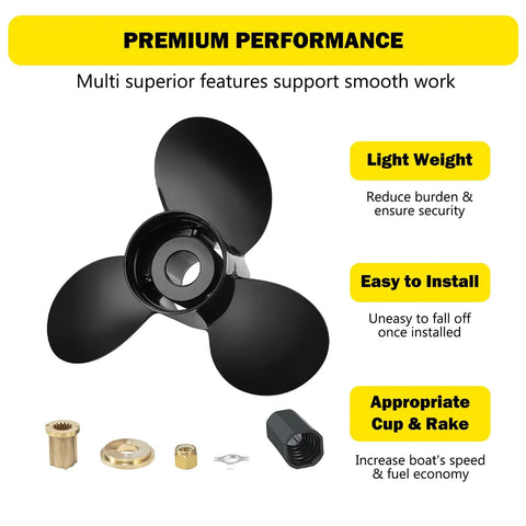 Aluminum Boat Propeller 12 and Three Quarter Inch Diameter 21 Pitch 3 Blades Right Hand Rotation 15 Spline Backup Replacement for Mercury Outboards 40 140HP OEM 48 77348A45 Hub Kits Included shown with features