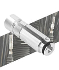 Slick Cnc Aluminum Motorcycle Clutch Cable Adjuster Upgrade for Harley Softail Fat Boy Street Bob Low Rider Touring 2018 to 2024, close-up view.