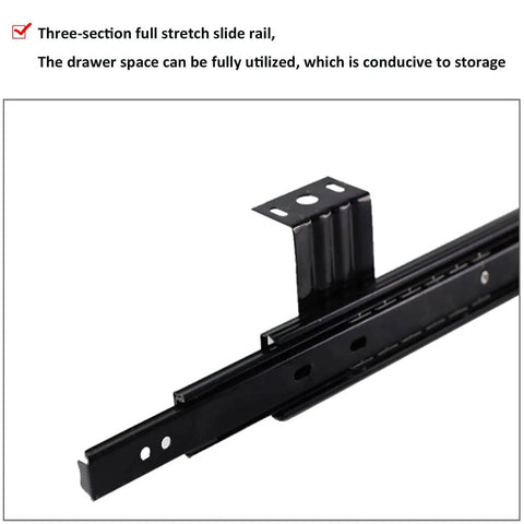 Heavy Duty Keyboard Drawer Slides 10 Or 12 Inch, Three Section Full Extension, Ball Bearing Quiet Runners close-up view