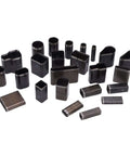 Versatile Hollow Punch Cutter Set With 24 Shape Styles for small leather craft projects displayed on a white surface