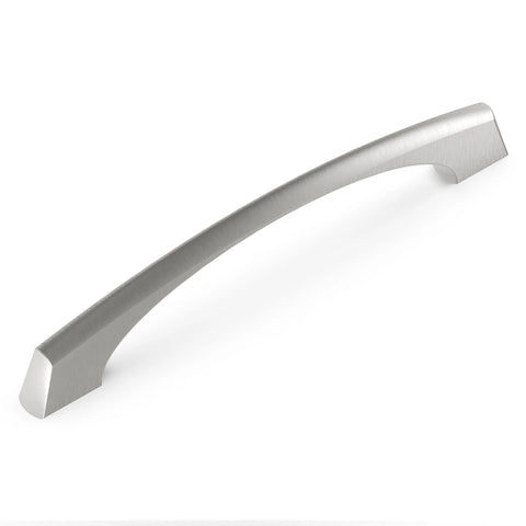 Front view of Solid Core Stainless Steel Cabinet Pulls, 5-1/16 Inch Hole Center, 128mm, for kitchen cabinets, Greenwich Collection.