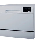 Straight Up Countertop Dishwasher With Six Quick Rinse Cycles And Bright Led Touch Panel displaying sleek silver design.