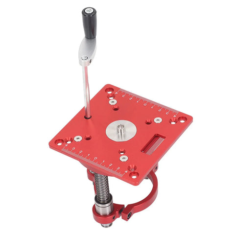 65mm Aluminum Router Table Lifting System With Adjustable Height And Anodized Surface, Ring Clamping For Engraving Machines, Woodworking, Precise Bit Height Control For Clean Razor Sharp Pro Grade Cuts, red top view