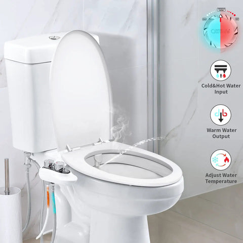 Non Electric Manual Bidet Attachment For Toilet With Temperature Display Warm Water From Hot Water Hookup installed