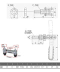 Ultimate Double Ended Iron Push Pull Clamp For Welding Jobs And Metal Shaping Tasks Offers Secure Grip With Adjustable Rubber Heads For Vertical Or Horizontal Use In Any Heavy Duty Shop Setting - detailed measurements and design diagram.