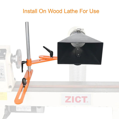 Must Have Dust Hood Stand With Folding Extension Arm For Wood Lathe Dust Collection Gear, 9x5 Inch Hood, 4 Inch Hose Spigot