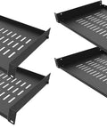 Four Pack Heavy Duty 1U Vented Cantilever Server Rack Shelf With Rock Solid 10 Inch Depth, solid steel construction.