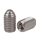 Premium Stainless Steel Spring Ball Plunger Screws featuring metric threads, shown in M4 size, suitable for precise tool positioning.