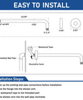 Diagram of Extra Long 16 Inch Stainless Steel Shower Arm With Flange In Oil Rubbed Bronze, Heavy Duty Shower Head Extension installation.