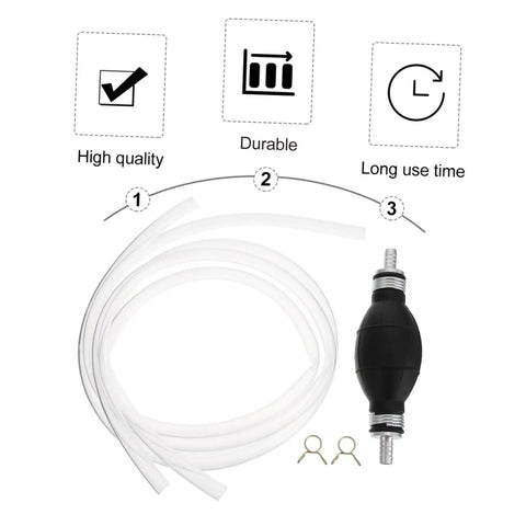 Manual Fuel Transfer Siphon Pump Portable Hand Pump For Cars Lawn Equipment And Fish Tanks Easy Siphon With No Mess Spill Prevention And Strong Suction And Large Flow Oil Transfer For Emergency Liquids, clear hose and hand bulb