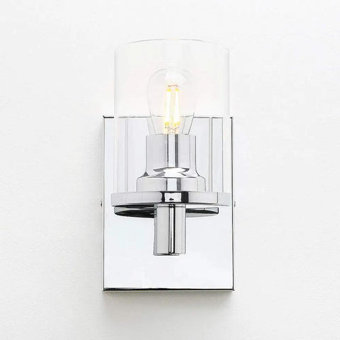 Set Of 2 Dope Modern Wall Sconces Vanity Lights With Clear Glass E26 Base Chrome Finish Hardwired Mount Fixtures For Living Room